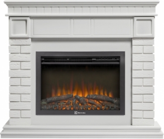 Электрокамин Electrolux EFP/P-2520LS N с порталом Firelight Bricks 25 камень белый, белая эмаль