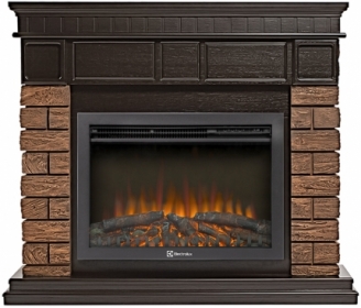 Электрокамин Electrolux EFP/P-2520LS N с порталом Firelight Bricks Wood 25 камень темный, шпон венге