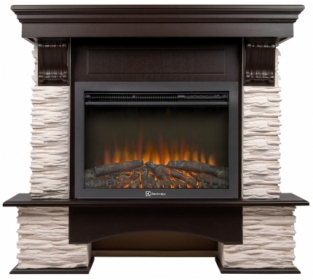 Электрокамин Electrolux EFP/P-2520LS N с порталом Firelight Pietra Nuovo 25 камень сланец белый, шпон темный дуб