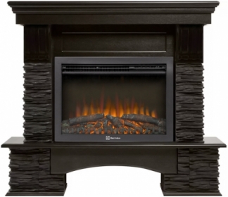Электрокамин Electrolux EFP/P-2520LS N с порталом Firelight Pietra Nuovo 25 камень сланец чёрный, шпон венге