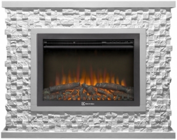 Электрокамин Electrolux EFP/P-2520LS N с порталом Firelight Quadro 25 камень песчаник античный белый, белая эмаль