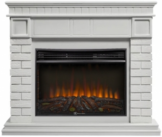Электрокамин Electrolux EFP/P-3020LS N с порталом Firelight Bricks 30 камень белый, белая эмаль