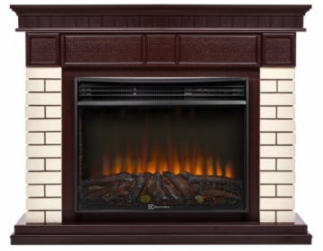Электрокамин Electrolux EFP/P-3020LS N с порталом Firelight Bricks 30 камень бежевый, шпон темный дуб