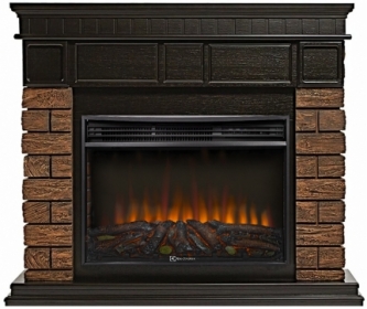Электрокамин Electrolux EFP/P-3020LS N с порталом Firelight Bricks Wood 30 камень темный, шпон венге