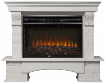 Электрокамин Electrolux EFP/P-3020LS N с порталом Firelight Forte 30S камень белый, шпон белёный дуб