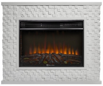 Электрокамин Electrolux EFP/P-3020LS N с порталом Firelight Quadro 30 камень песчаник античный белый, белая эмаль