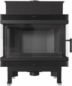 Дровяной камин Kratki Blanka670/570/LP/BS/BLACK угловое стекло слева-справа, черная футеровка