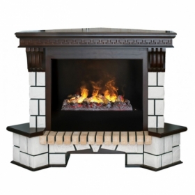 Электрокамин Real-Flame Stone Corner 26/HL AO (DN) с очагом 3D Cassette 630 (Black вставка)