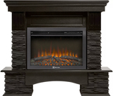 Электрокамин (очаг+портал)<br>Electrolux EFP/P-2520LS N с порталом Firelight Pietra Nuovo 25 камень сланец чёрный, шпон венге