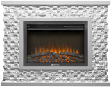 Электрокамин (очаг+портал)<br>Electrolux EFP/P-2520LS N с порталом Firelight Quadro 25 камень песчаник античный белый, белая эмаль